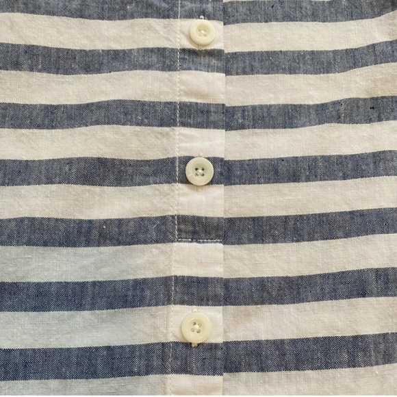 J. Jill Love Linen Seaside Blue & White Stripe Maxi Skirt Button Front Large - Picture 3 of 6